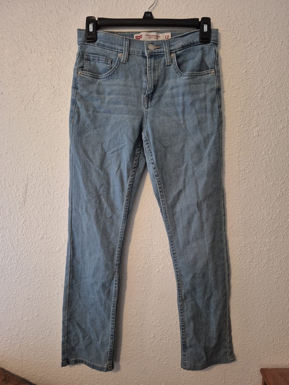 Levi's Boys 511 Slim Fit Adjustable Waistband Light Wash Denim Jeans Size 12 Reg